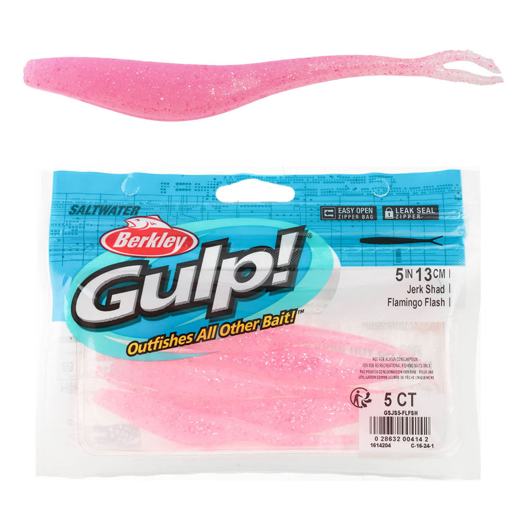 Berkley Gulp Jerk Shad Soft Bait 13cm Flamingo Flash