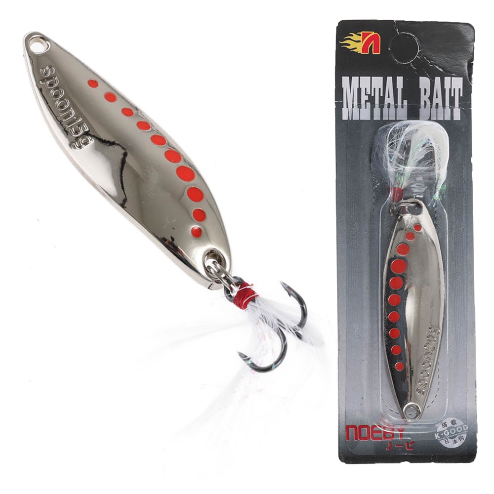 NOEBY Metal Spoon Lure with Feather Trebble 20g