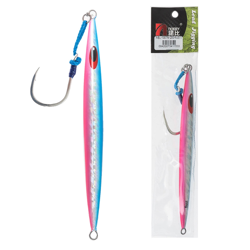 NOEBY Deep Water Kingfish Speed Jig with BKK Hook 6/0 200g Blue Silver Pink