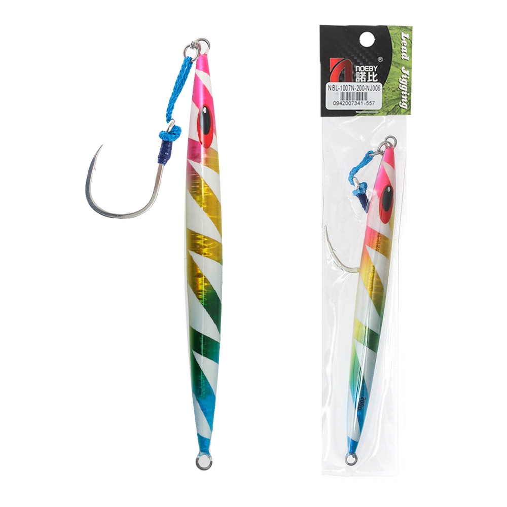 NOEBY Deep Water Kingfish Speed Jig with BKK Hook 6/0 200g Lumo Fruit Salad
