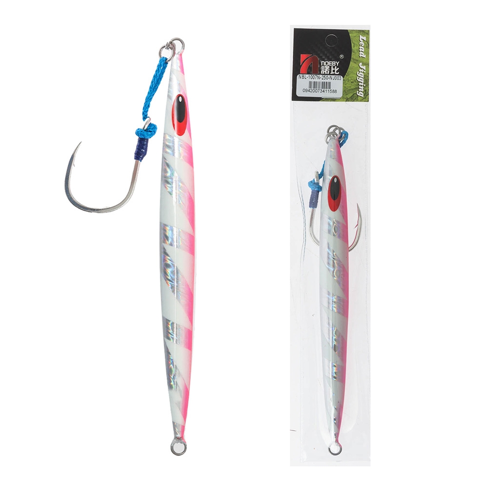 NOEBY Deep Water Kingfish Speed Jig with BKK Hook 6/0 250g Lumo Pink White