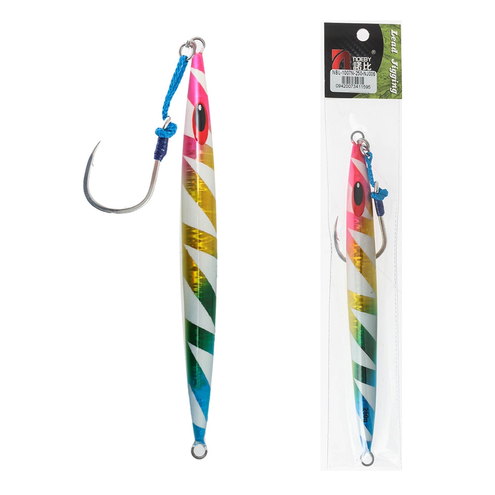 NOEBY Deep Water Kingfish Speed Jig with BKK Hook 6/0 250g Lumo Fruit Salad