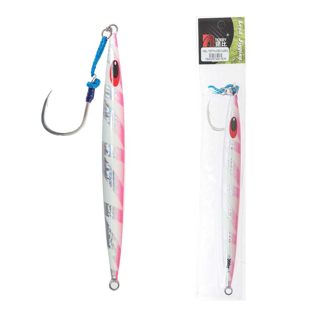 NOEBY Deep Water Kingfish Speed Jig with BKK Hook 6/0 300g Lumo Pink White
