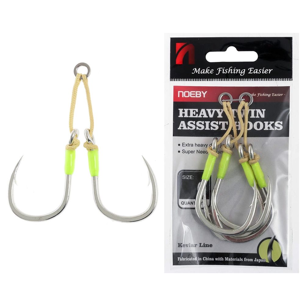 NOEBY Extra Heavy Duty Twin Assist Jigging Hooks 7/0 Qty 2