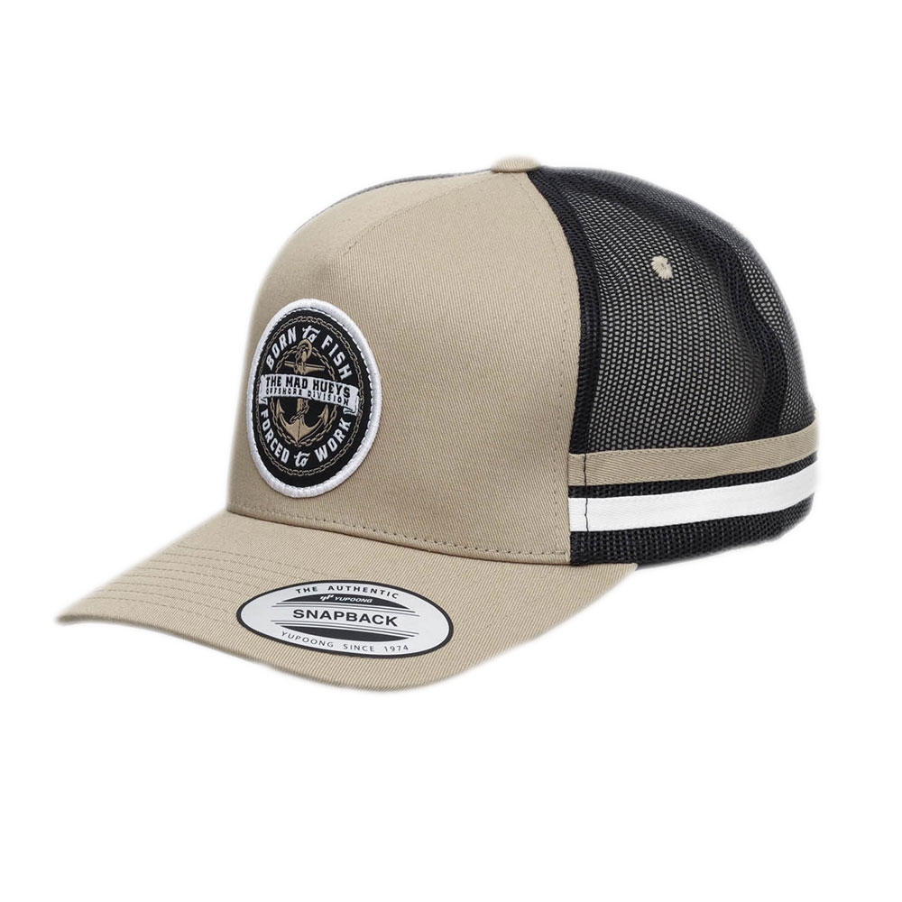The Mad Hueys Born To Fish Twill Trucker Cap Tan