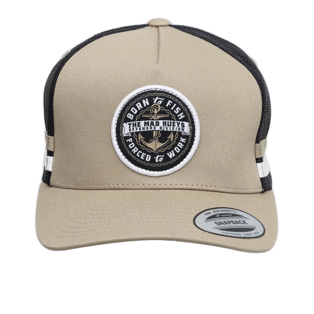 The Mad Hueys Born To Fish Twill Trucker Cap Tan