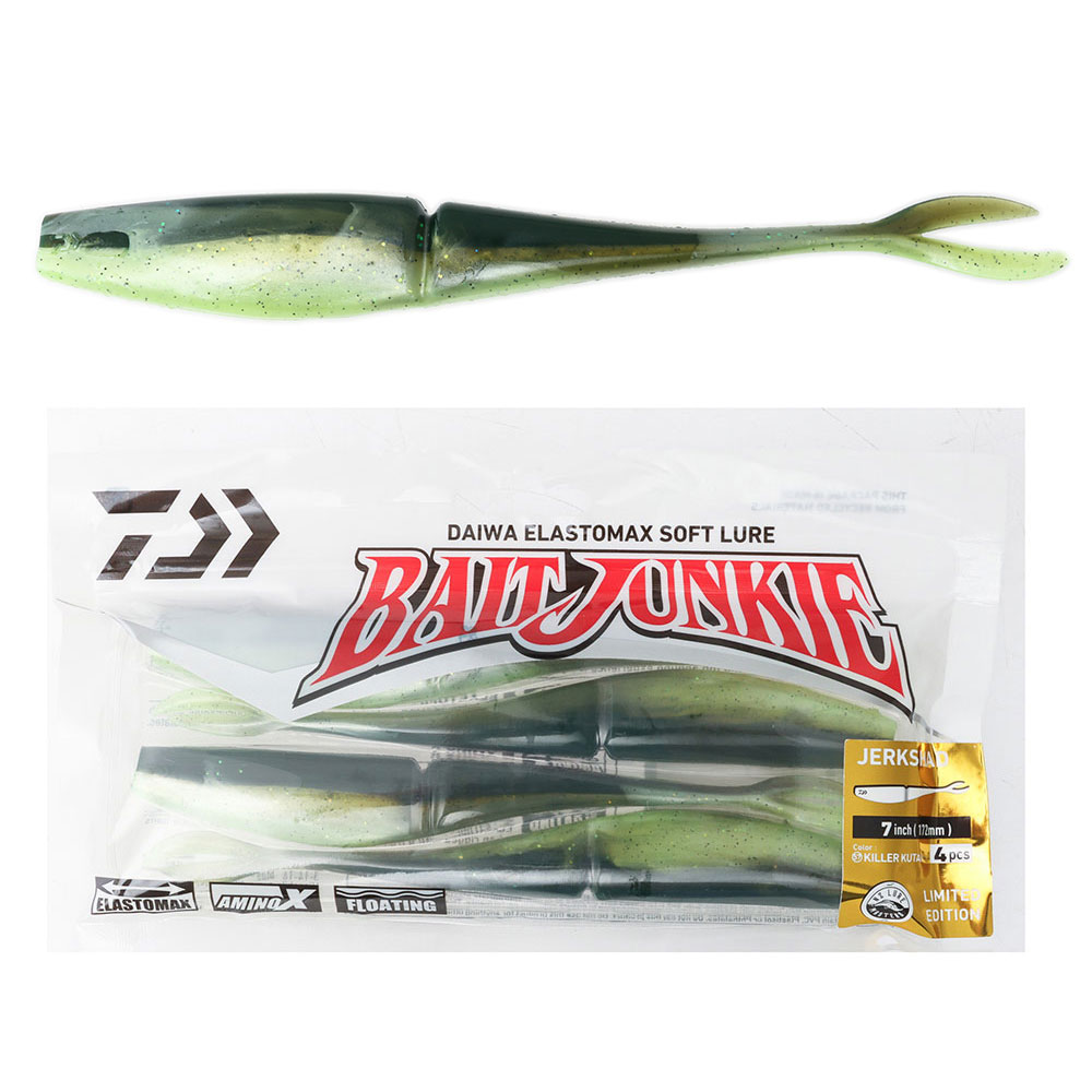 Daiwa BaitJunkie Jerkshad Soft Bait 7in/17.2cm Qty 4 Killer Kutai