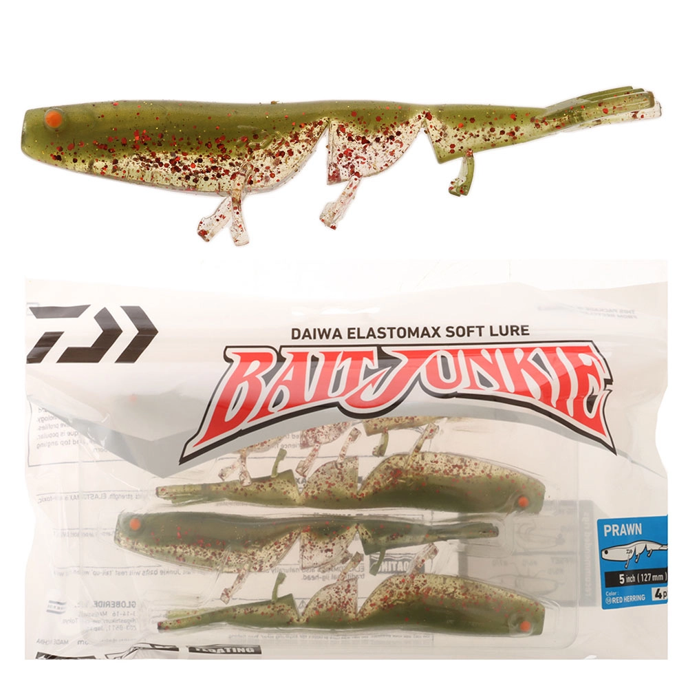 Daiwa BaitJunkie Prawn Soft Bait 5in Red Herring Daiwa BaitJunkie Prawn Soft Bait 5in Red Herring