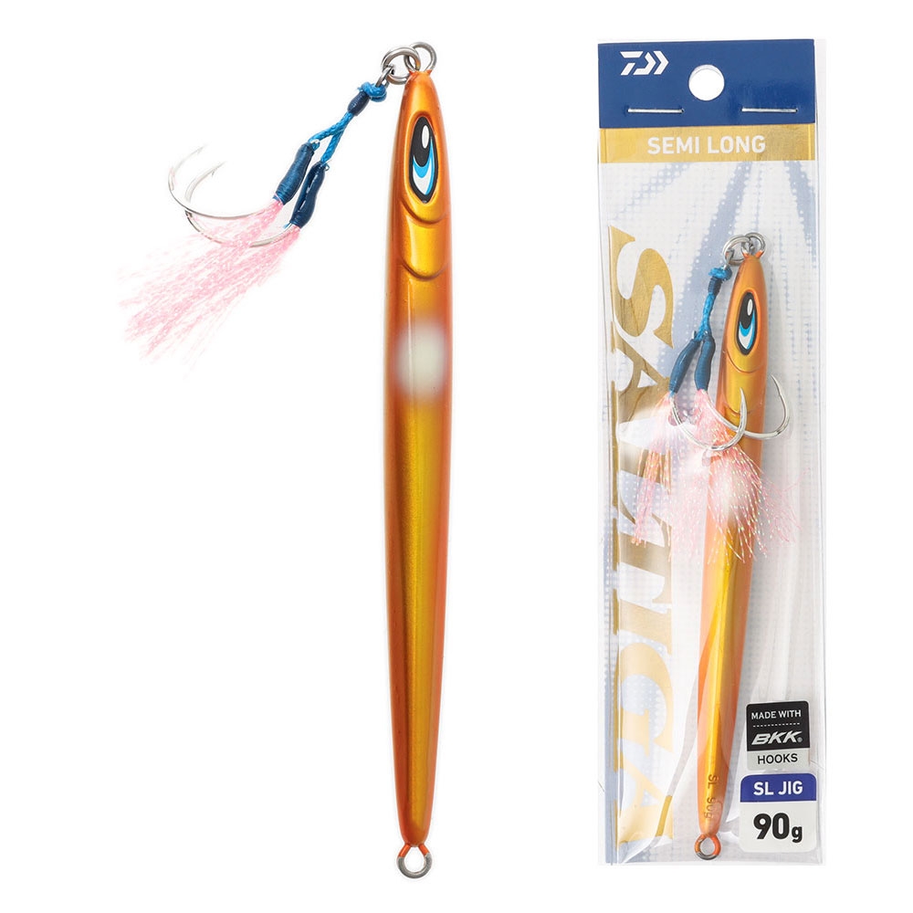 Daiwa Saltiga SL Jig with Twin Assist Hook 90g Orange Gold