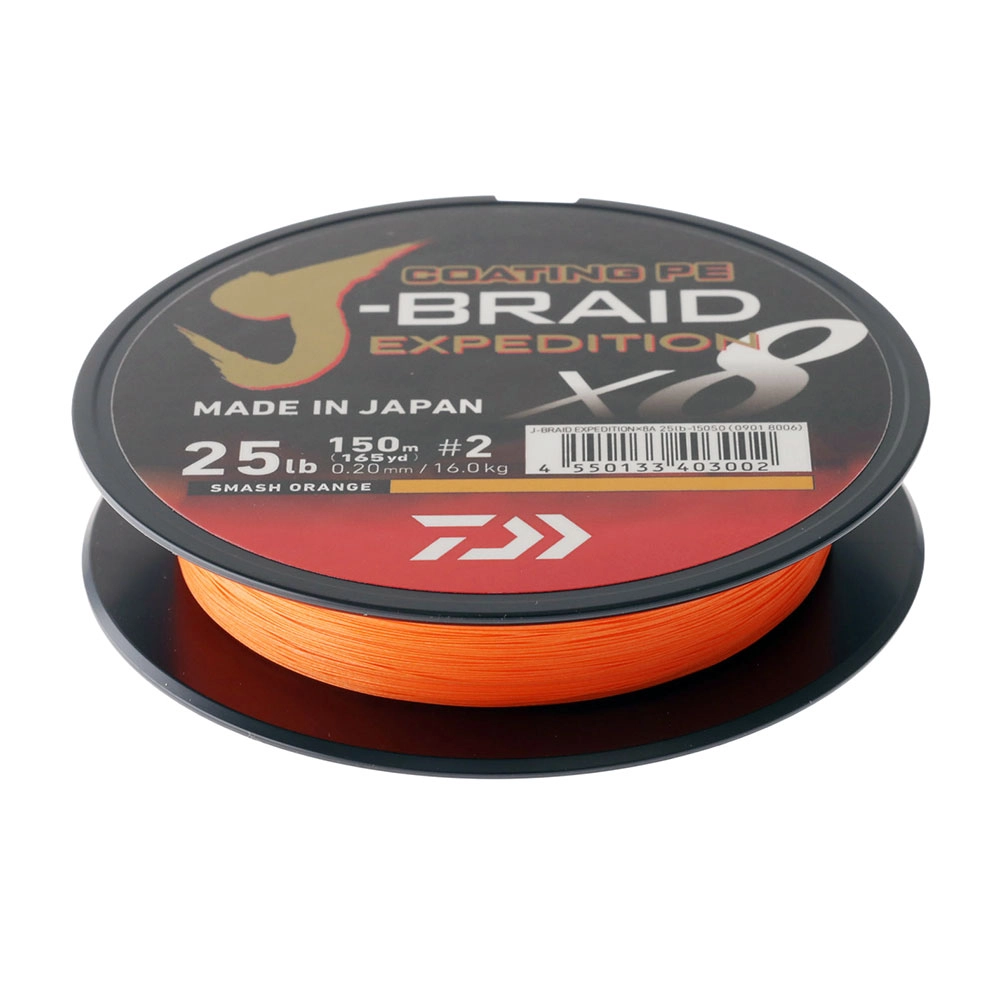 Daiwa X8 J-Braid Expedition Smash Orange 150m 25lb PE2 Daiwa X8 J-Braid Expedition Smash Orange 150m 25lb PE2
