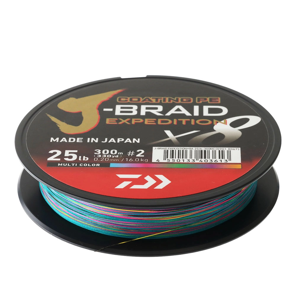 Daiwa X8 J-Braid Expedition Multi-Colour 300m 25lb PE2 Daiwa X8 J-Braid Expedition Multi-Colour 300m 25lb PE2