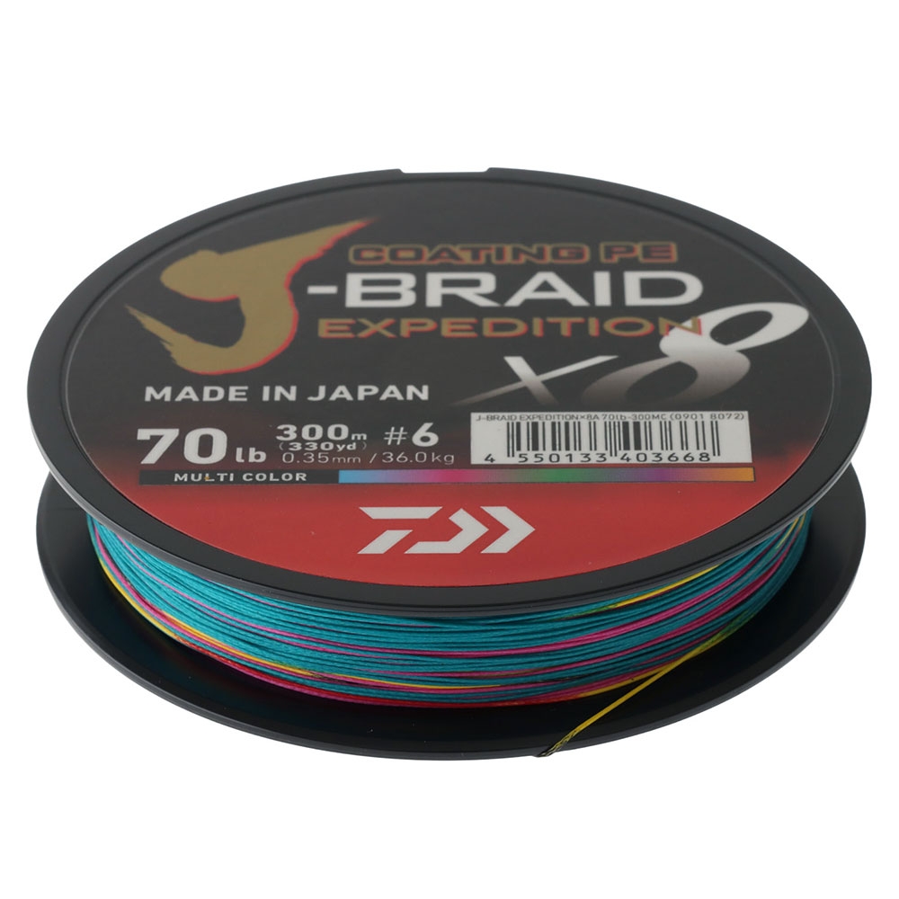 Daiwa X8 J-Braid Expedition Multi-Colour 300m 70lb PE6