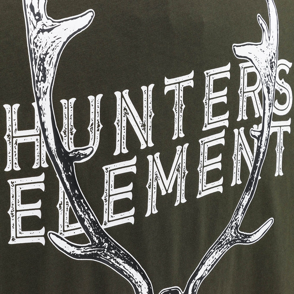 Hunters Element UPF50+ Mens T-Shirt Fallow Skull Forest Green 2XL