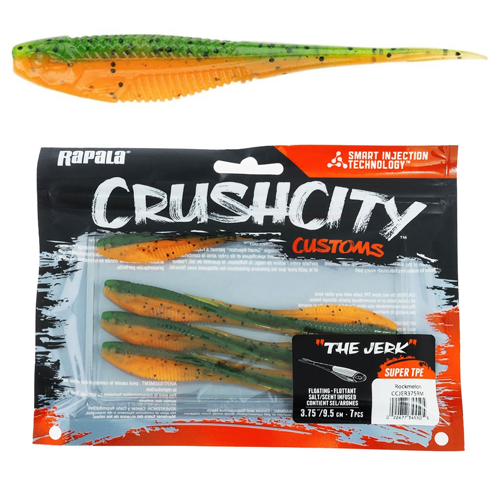 Rapala Crush City The Jerk Soft Bait 9.5cm Qty 7 Rockmelon