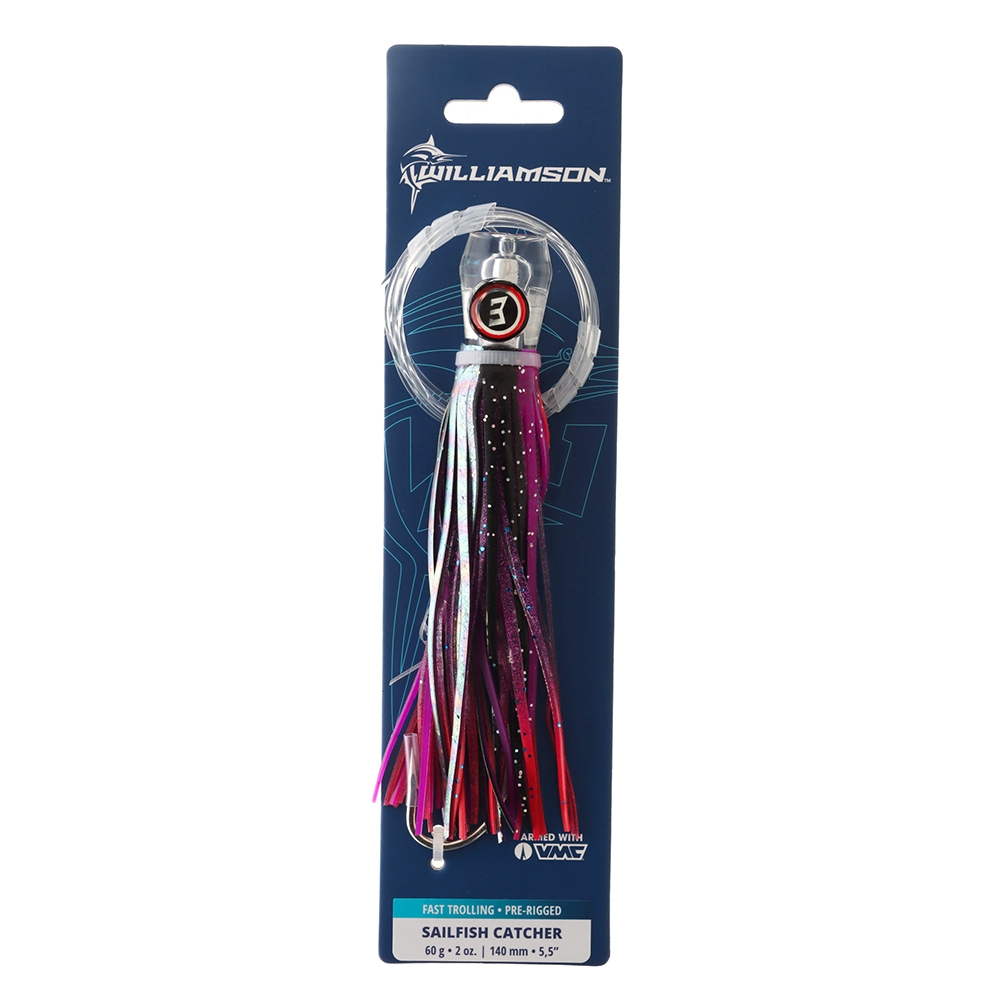 Williamson Sailfish Catcher Trolling Game Lure Rigged 5.5in Black Knight