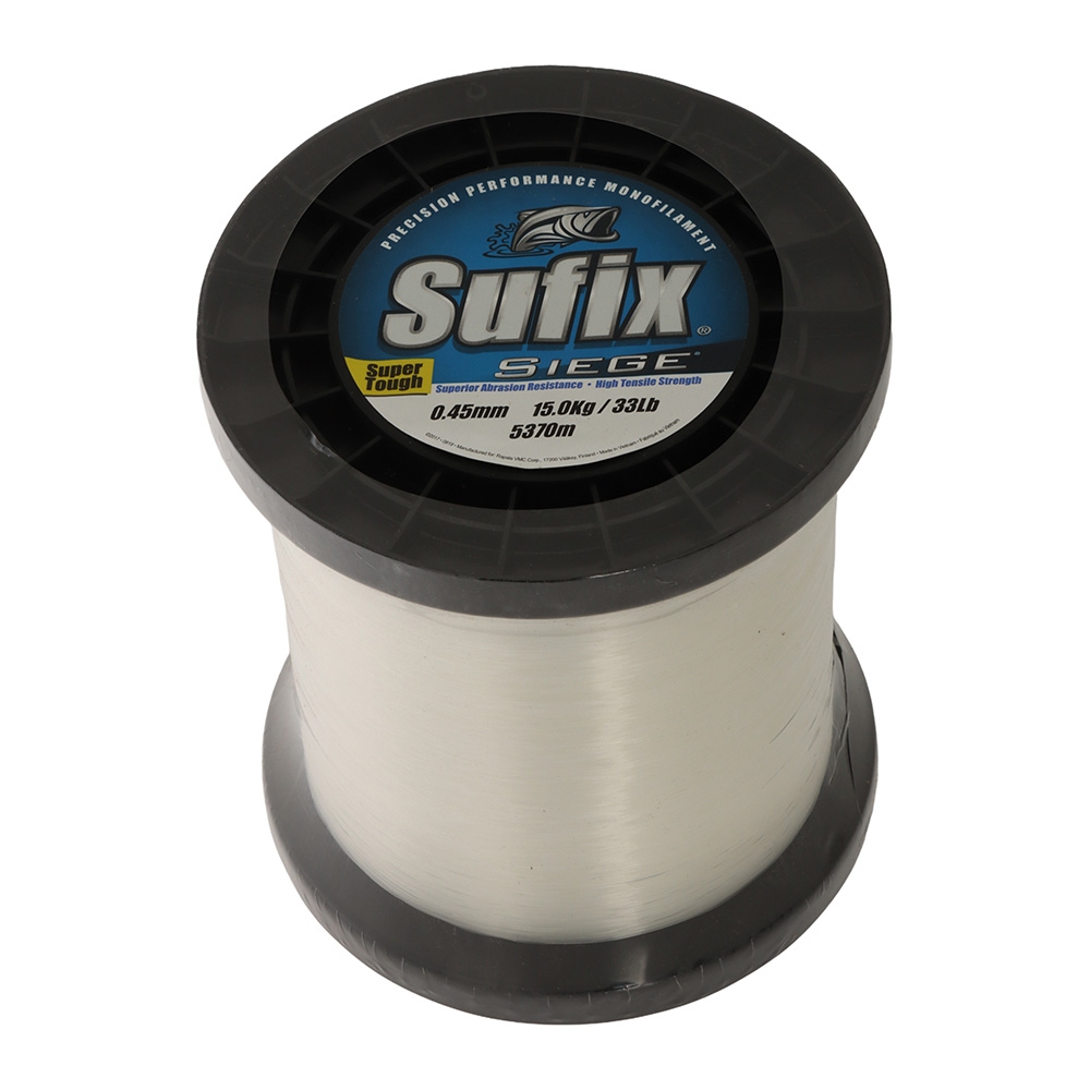 Sufix Siege Clear Monofilament 1kg Bulk Spool 5370m 15kg 0.45mm