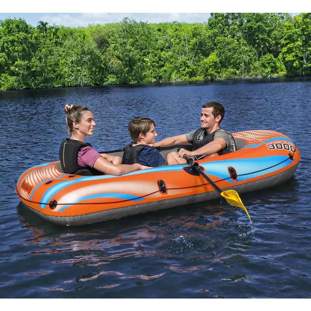 Bestway Kondor 3000 Kids 3 Person Inflatable Boat Pack with Oars and Pump