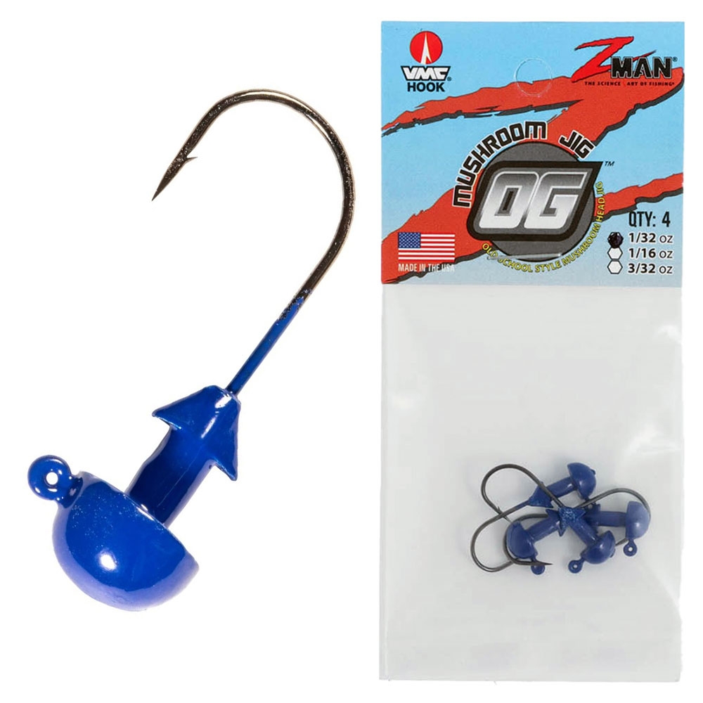 Z-Man OG Mushroom Jig Head 1/32oz Qty 4 Blue