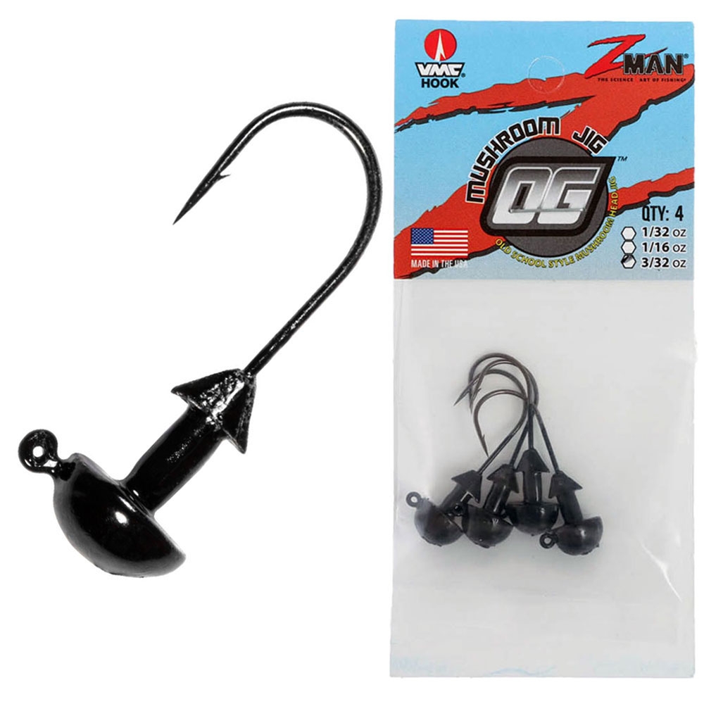 Z-Man OG Mushroom Jig Head 3/32oz Qty 4 Black