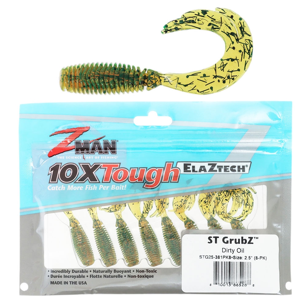 Z-Man ST GrubZ Soft Bait 2.5in / 6.35cm Qty 8 Dirty Oil