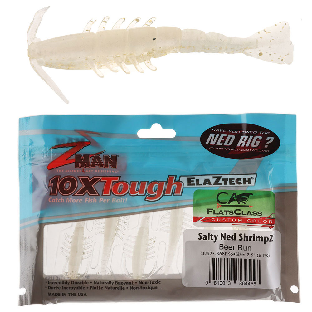 Z-Man Salty Ned ShrimpZ Soft Bait 2.5in Beer Run Qty 6