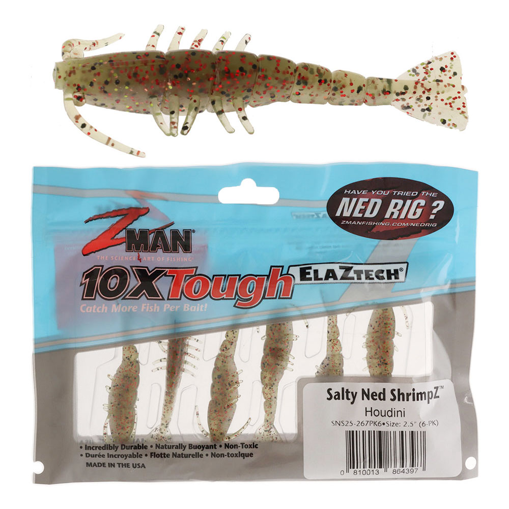 Z-Man Salty Ned ShrimpZ Soft Bait 2.5in Houdini Qty 6