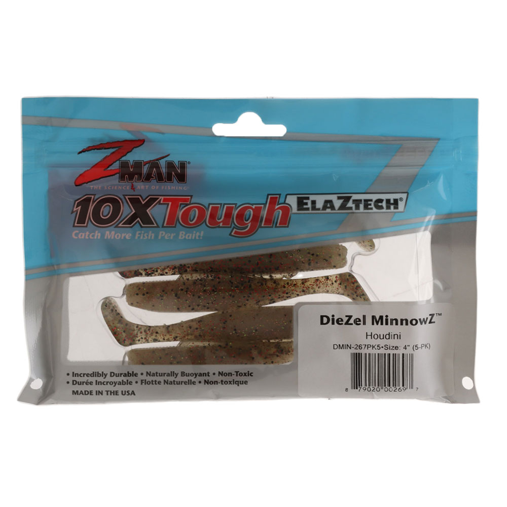 Z-Man DieZel MinnowZ Soft Bait 4in/10cm Qty 5 Houdini