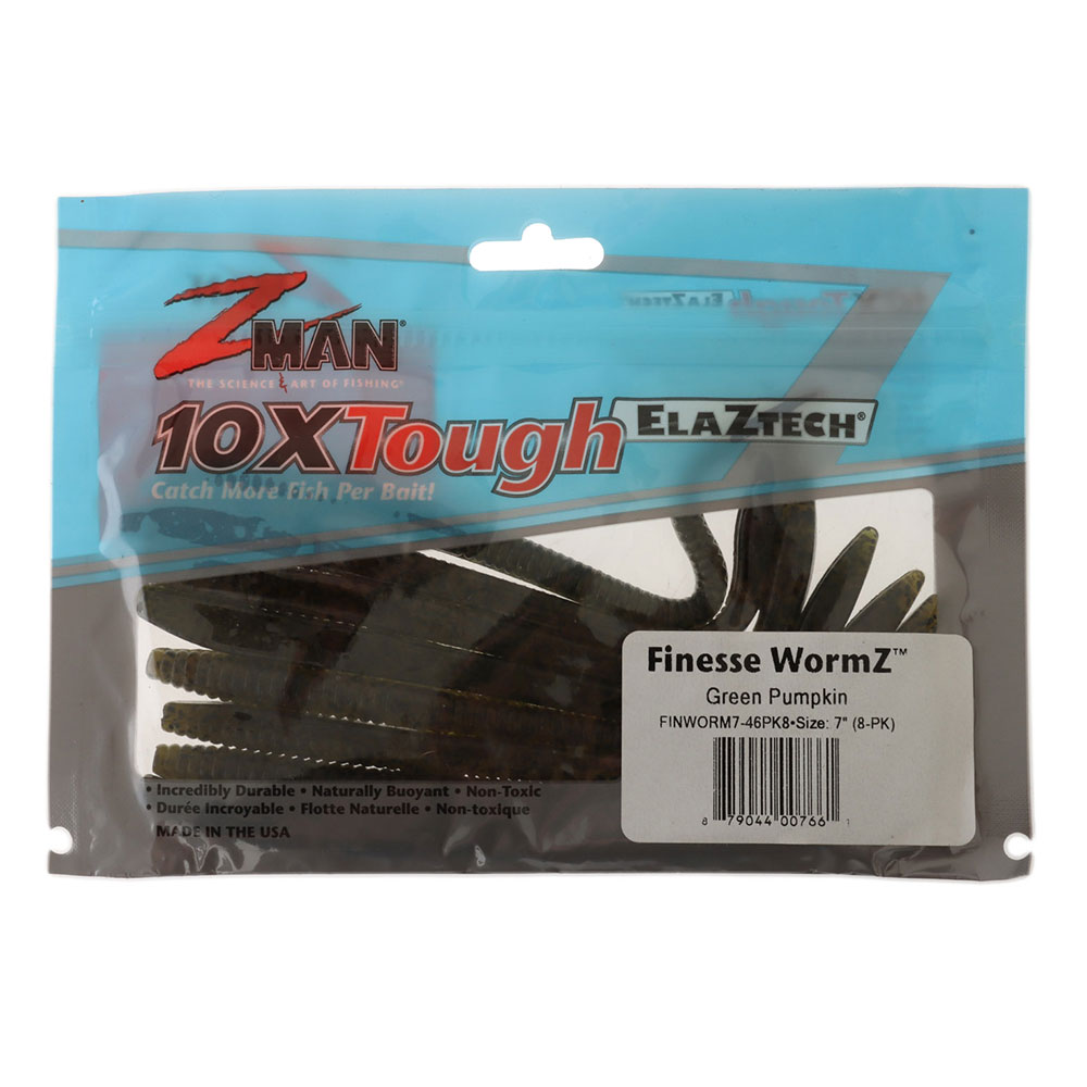Z-Man Finesse WormZ Soft Bait 17.78cm Green Pumpkin Qty 8