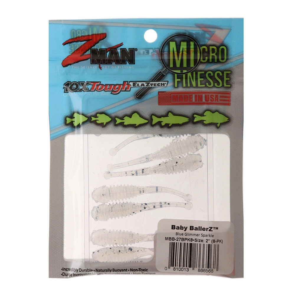 Z-Man Baby BallerZ 2in Blue Glimmer Sparkle Qty 8 - Packs - Soft Bait ...