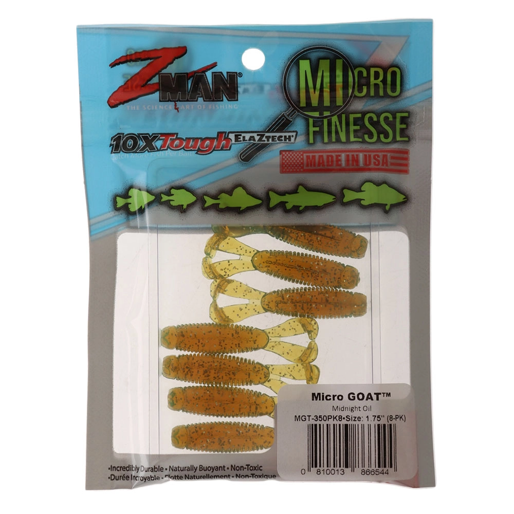 Z Man Micro Goat Soft Bait 1 75in Midnight Oil Qty 8 Packs Soft Z Man Micro Goat Soft Bait 1 75in Midnight Oil Qty 8 Packs Soft