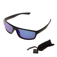 Dirty Dog Gonzo Polarised Sunglasses Satin Black Frame Grey/Blue Mirror Lens Thumbnail Dirty Dog Gonzo Polarised Sunglasses Satin Black Frame Grey/Blue Mirror Lens