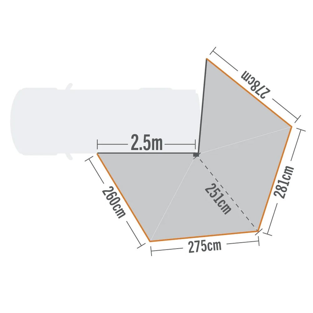 Kiwi Camping Tuatara 270 Self-Supporting Awning LH/Passenger 2.5m