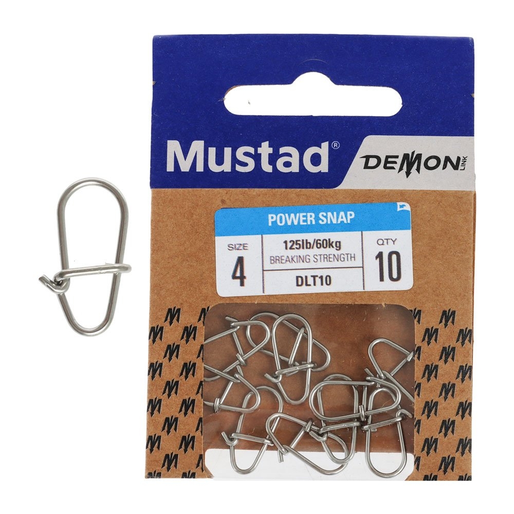 Mustad Demon DLT010 Power Lure Snap Size 4 60kg Qty 10