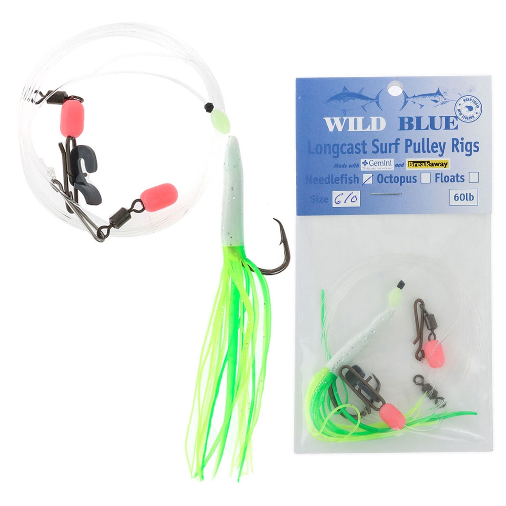 Wild Blue Tackle Long Cast Surf Pulley Rig Needlefish Green #20