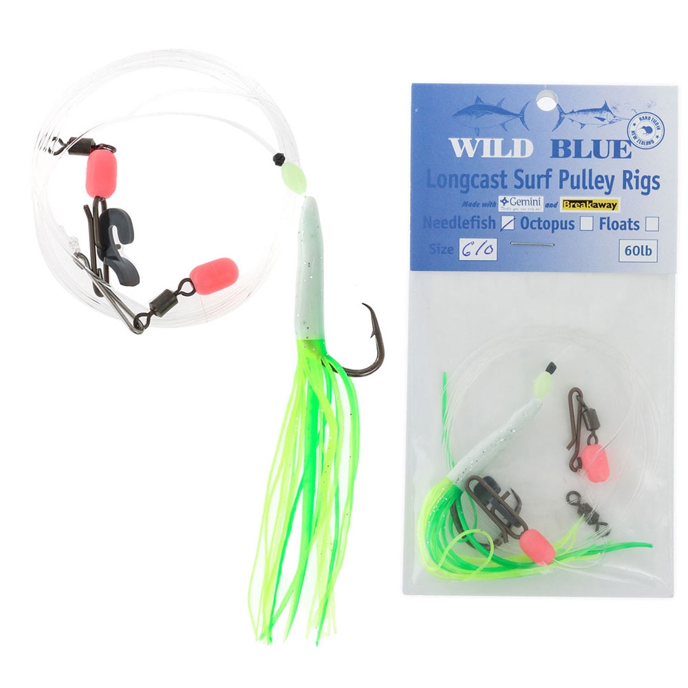 Wild Blue Tackle Long Cast Surf Pulley Rig Needlefish Green #23