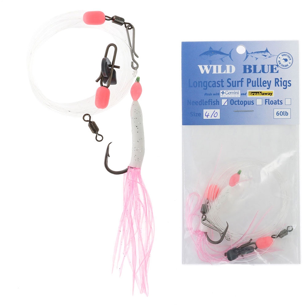 Wild Blue Tackle Long Cast Surf Pulley Rig Needlefish Pink #20