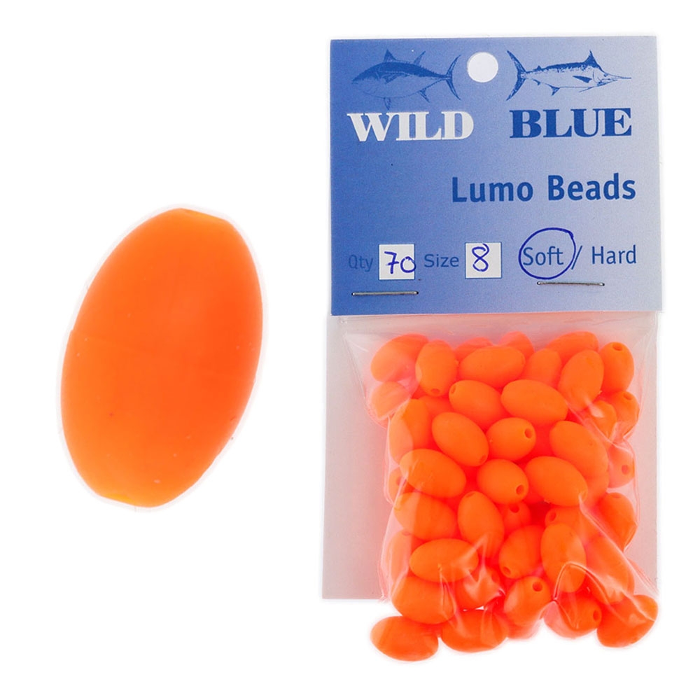 Wild Blue Tackle Soft Lumo Beads Orange 8mm Qty 70