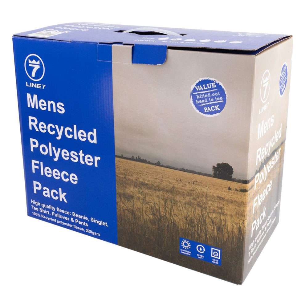 Line 7 Recycled Polyester Mens 5 Piece Fleece Clothing Pack Black/Green 3XL - Rough Packaging