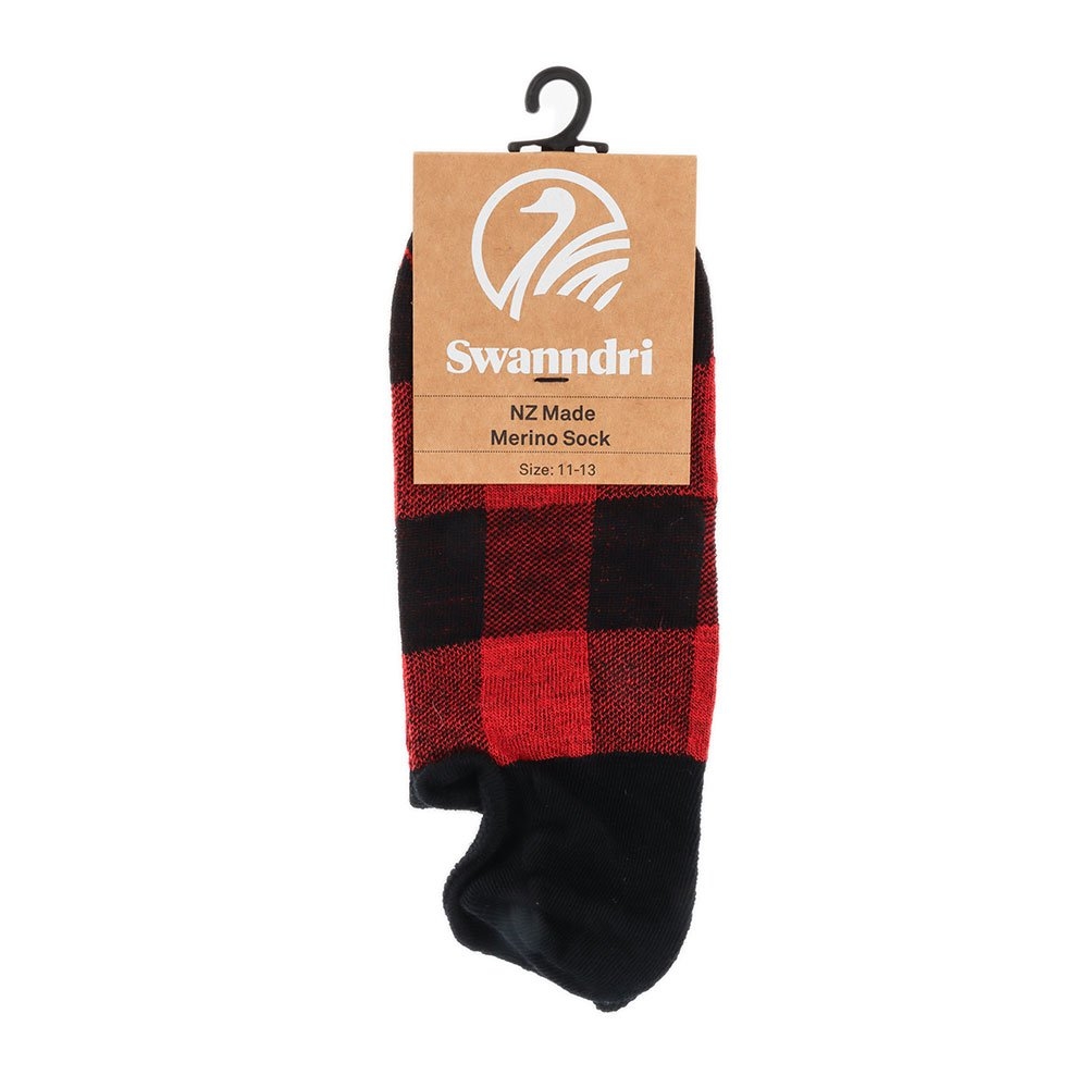 Swanndri Knowler Merino Invisible Socks Red/Black Check US11 / UK11-13