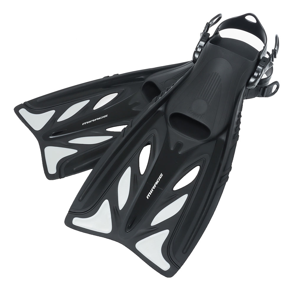 Mirage FSet54 Infinity Adult Dive Mask Snorkel and Fin Set Black L-XL / US10-13