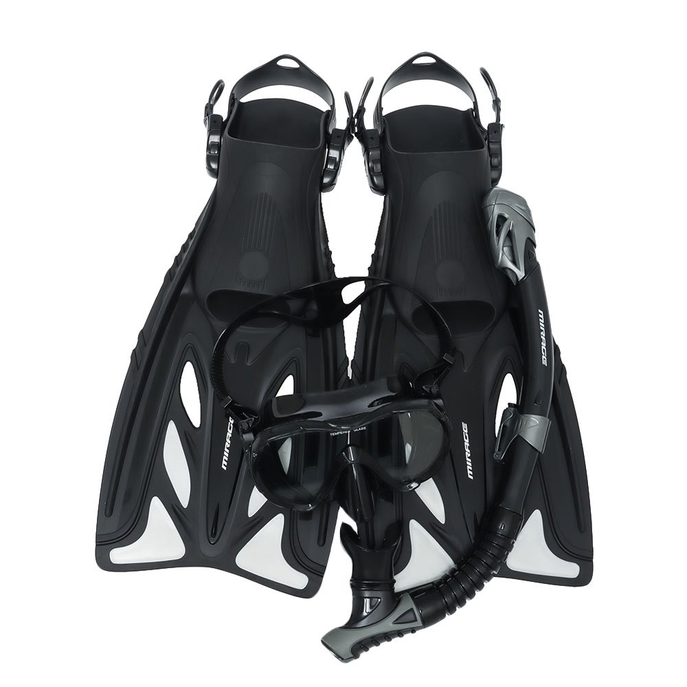 Mirage FSet54 Infinity Adult Dive Mask Snorkel and Fin Set Black S-M / US6-9