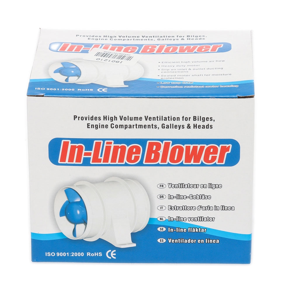 In-Line Bilge Blower 80mm 120CFM 12V