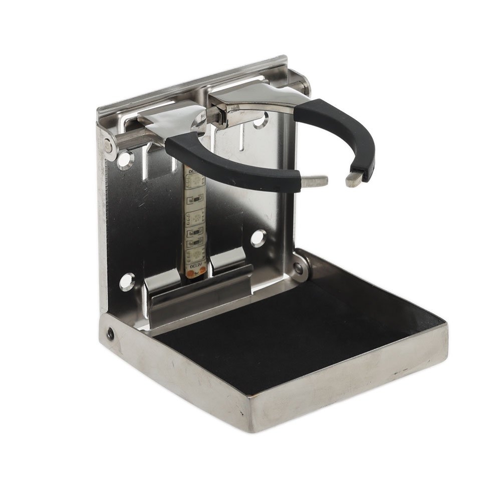 Stainless Folding Adjustable Drink Holder with LED Light Red