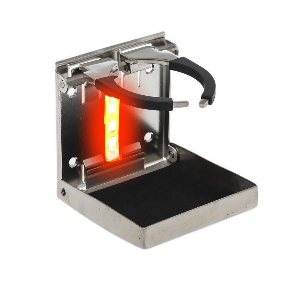 Stainless Folding Adjustable Drink Holder with LED Light Red