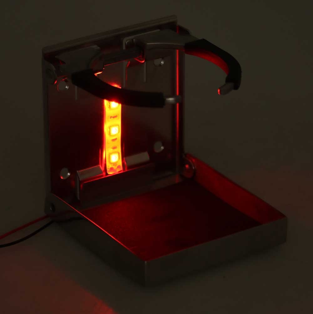 Stainless Folding Adjustable Drink Holder with LED Light Red