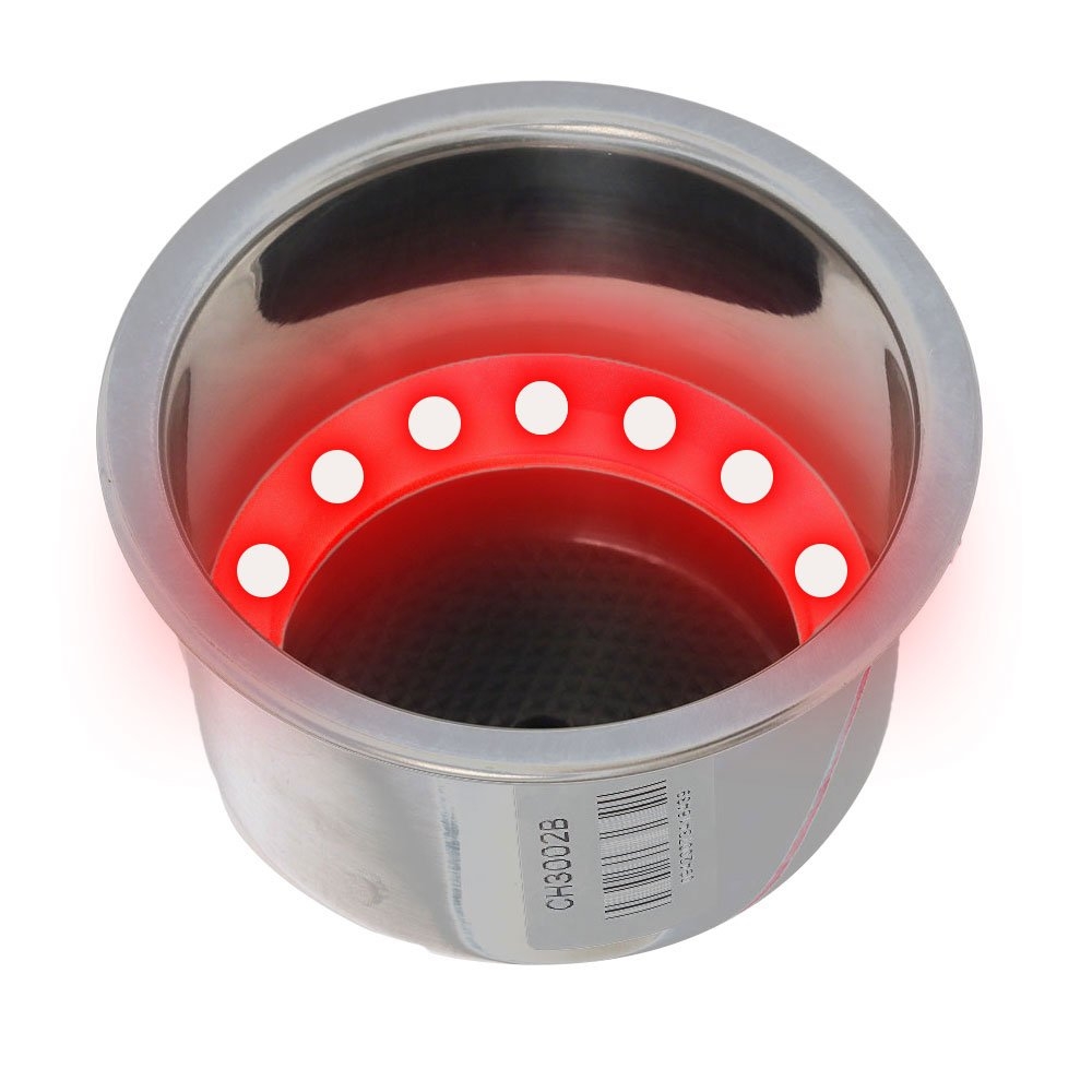 Flush Mount Stainless Cup Holder with LED Light Red