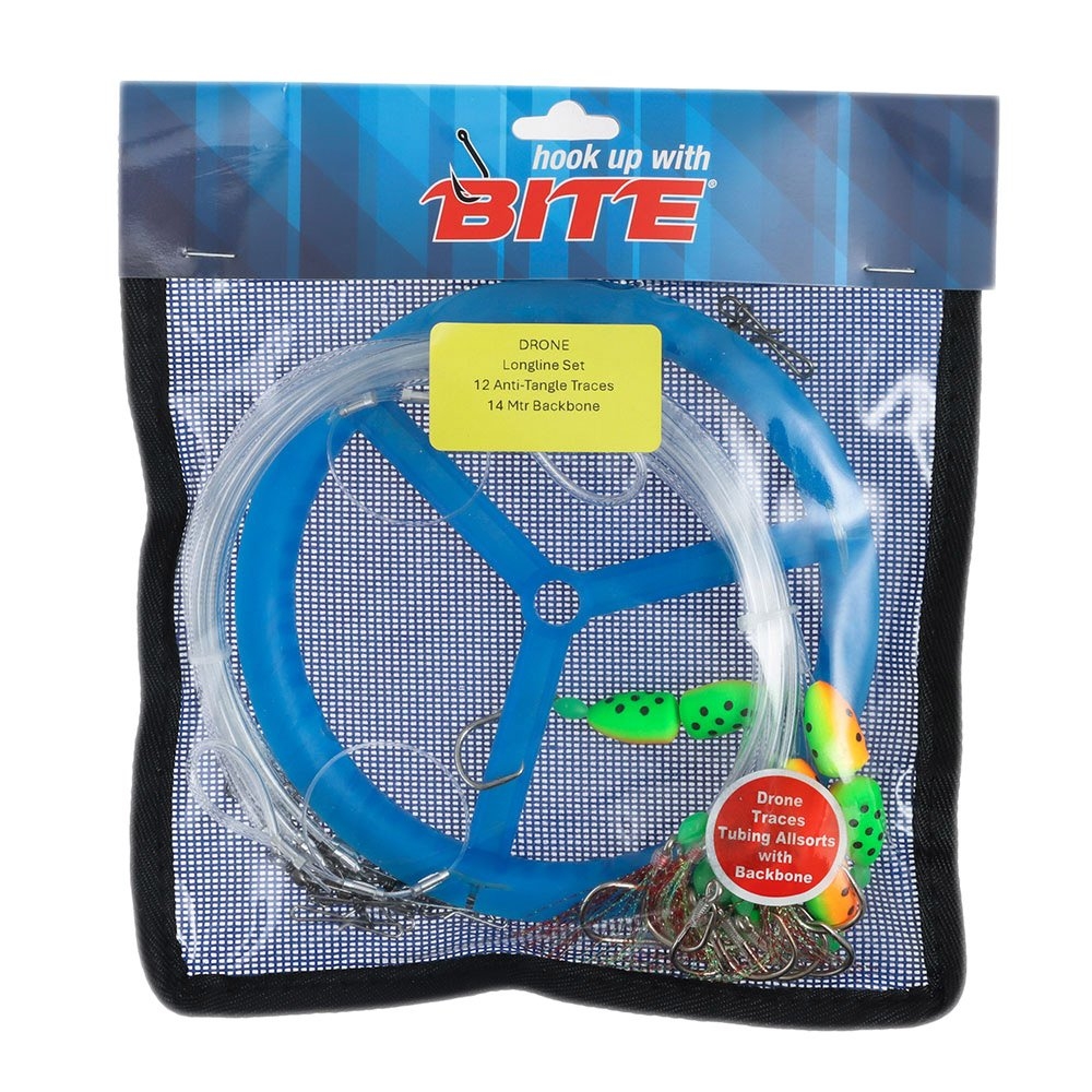 Bite Drone Longline Traces with Backbone and Hand Reel - Assorted