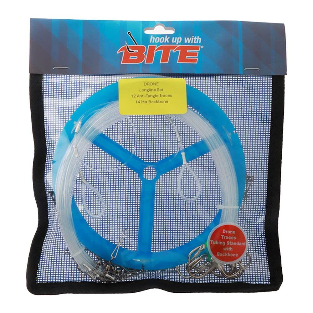 Bite Drone Longline Traces with Backbone and Hand Reel - Standard