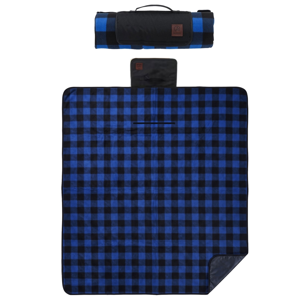 Swanndri Fleece Picnic Blanket V2 Blue/Black Check