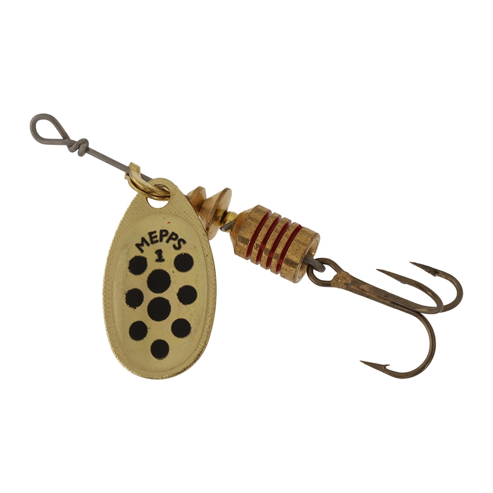 Mepps Aglia Spinner Lure Gold Black Dot Blade Treble Hook #1 3.5g